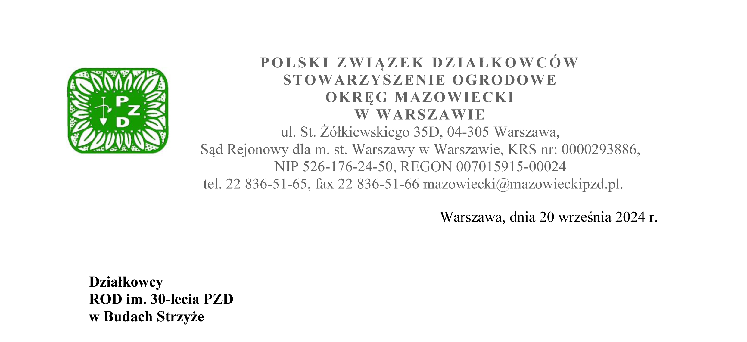 Stanowisko OZM PZD w sprawie naszego ogrodu